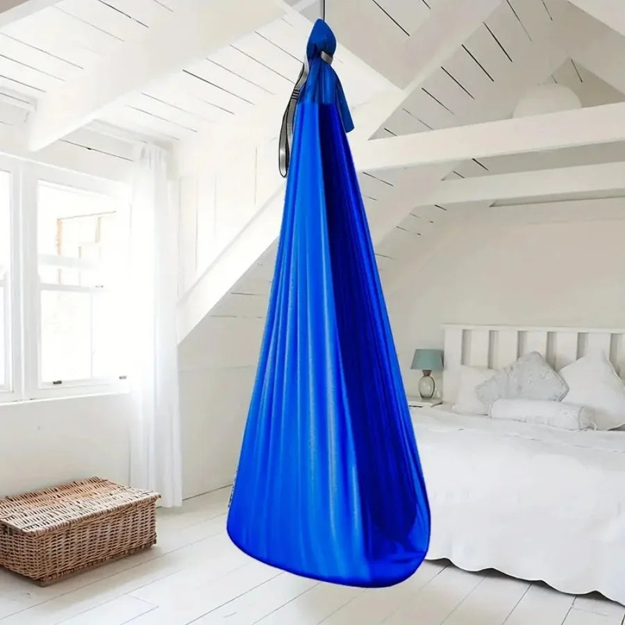 1.5*2.8m Elastic Swing Hammock Indoor and Outdoor (Including Fixing Hardware) Elastic Swing Adjustable Aerial Yoga Adult Healing Hammock Swing Set, Elastic Fabric Hammock. Embrace the Swing, a Hanging Swing Hammock, Suitable