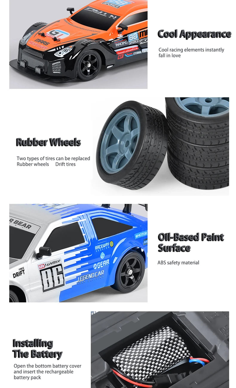 1/16 RC Car AE86 4x4 High-Speed RC Drift Cars 2.4G Remote Control Racing Vehicle 18km/h Waiting For Light Spray Toys for Boys