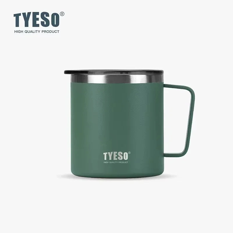 Tyeso 400ML Coffee Cups 304 Stainless Steel Mug with Visual Lid Portable Traveling Home Office Outdoor Water Cup Drinkware Gifts