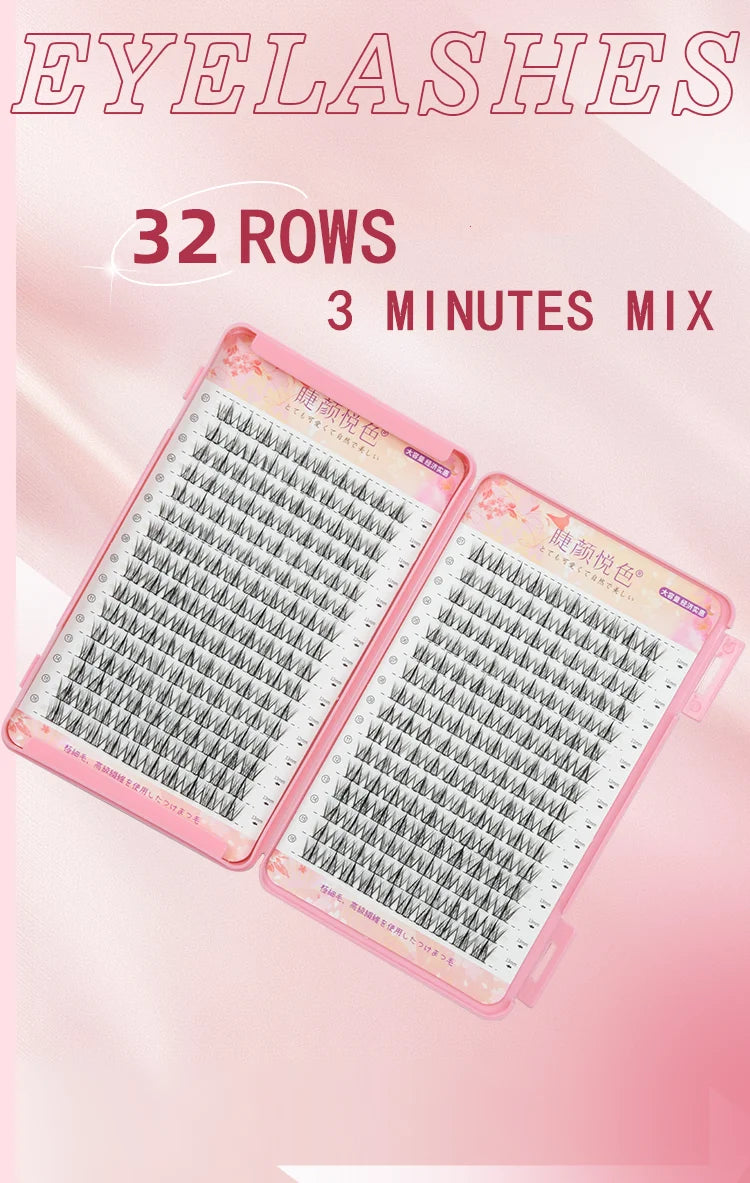 MIZ BARN 32 Rows Eyeslashes Extension Personal EyeLash Professional Makeup Individual Cluster Grafting Wholesale False Eyelashes