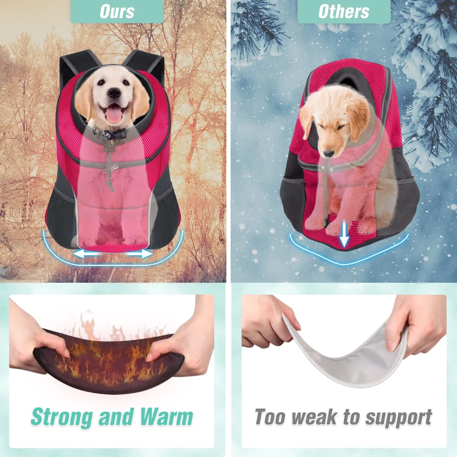 Small Dog Backpack Portable Outdoor Double Shoulder Dog Carrier Bag Pet Bag Travel Breathable Backpack Pet Carrying Supplies