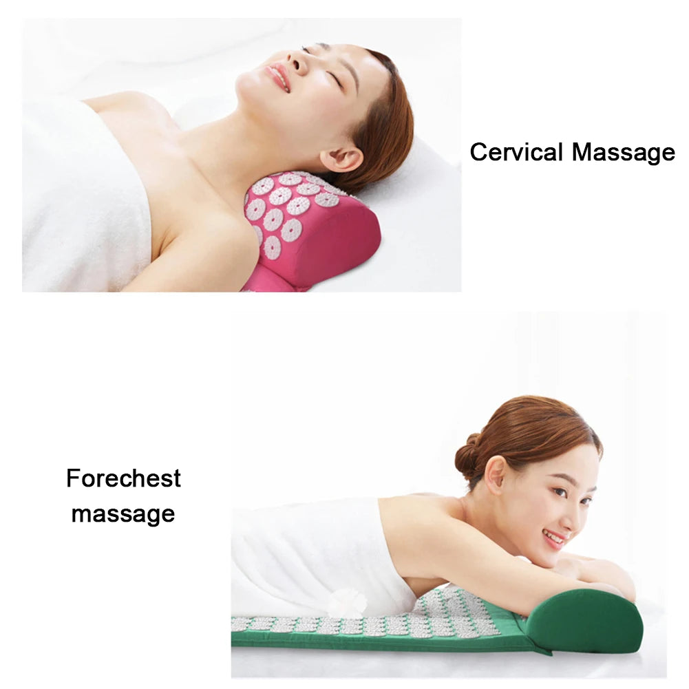 Acupressure Pillow With Storage Bag For Neck Back Foot Massage Pads Acupressure Mat Pillow Set Improves Bloods Circulation Mat