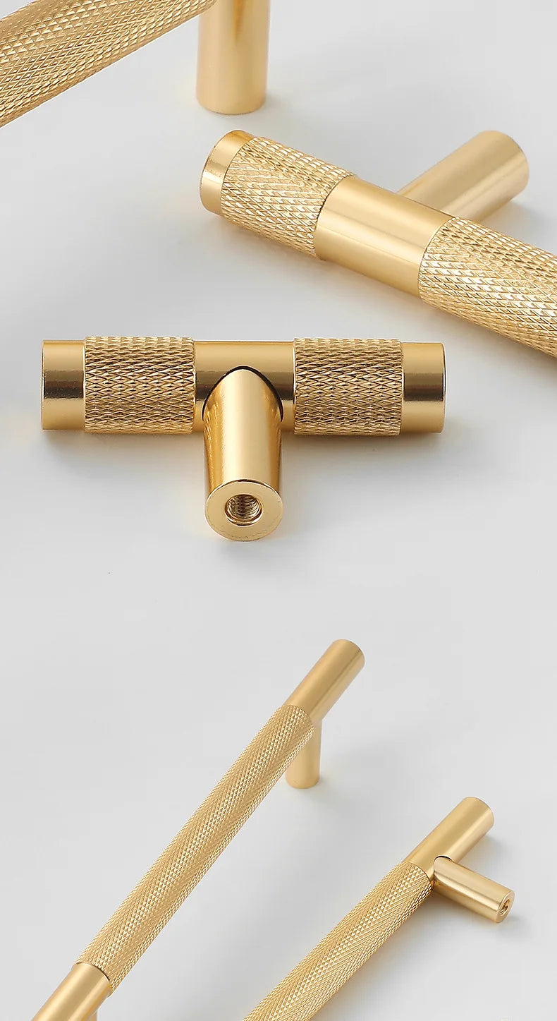 Black Gold Knurled Kitchen Cupboard Cabinet Storage Handles Closet T Bar Wardrobe Door Pulls Door Knobs Home Furniture Handles
