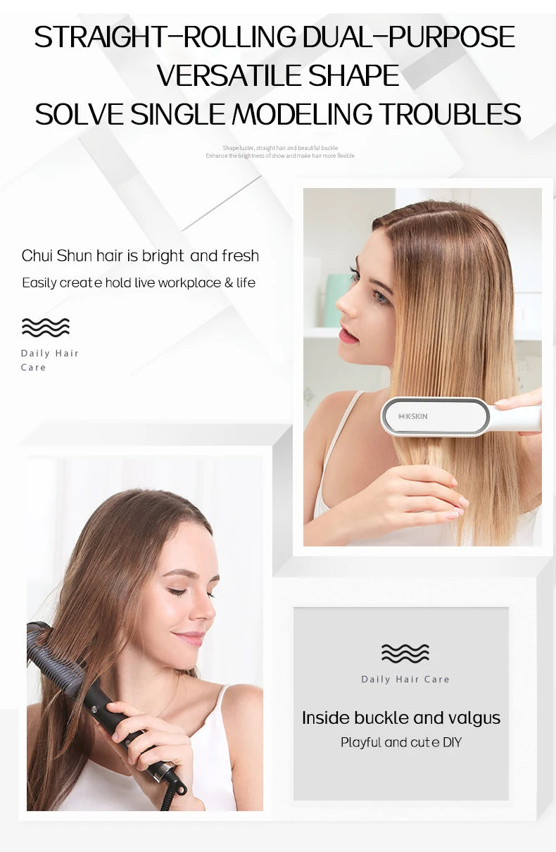 KSKIN Top Selling Hair Straightener 2 in 1 Brush Multifunctional Professional Hair Flat Iron Hair Comb