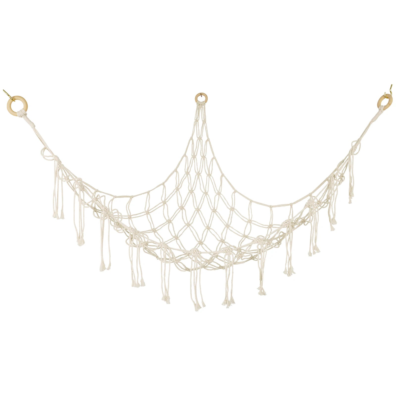 Plush Toy Hammock Large Capacity Stuffed Animals Organizer Net Macrame Tassels Boho Home Wall Decoration Hanging Basket