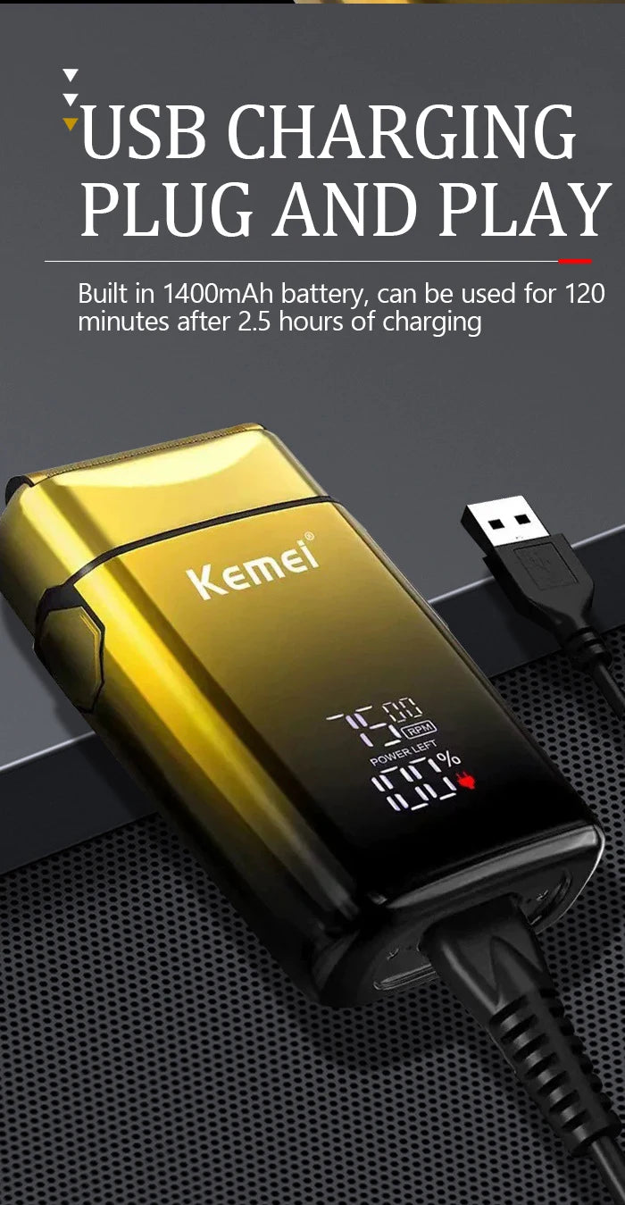 Kemei TX10 Electric Shaver Hair Rechargeable Beard Foil Razor For Men Bald Head Shaving for Men Machine