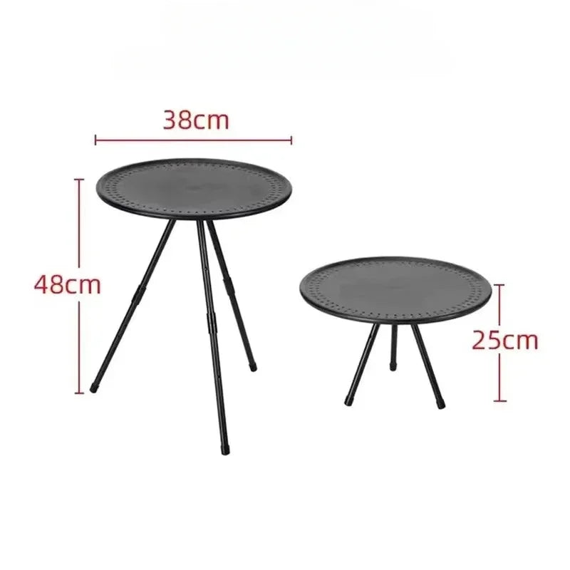 Tea Table Round Table with Lamp Outdoor Portable Stand Camping Elevated Leisure Foldable Picnic Garden Mini Coffee Dining Tables