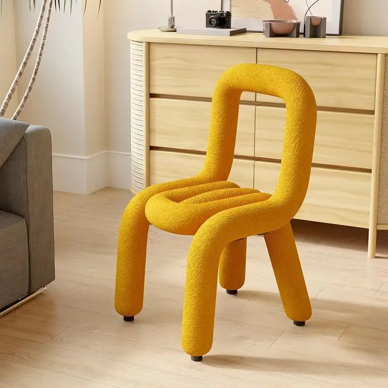 Nordic Style Creative Curved Chair, Plush Upholstered Kids/Accent Living Room Furniture