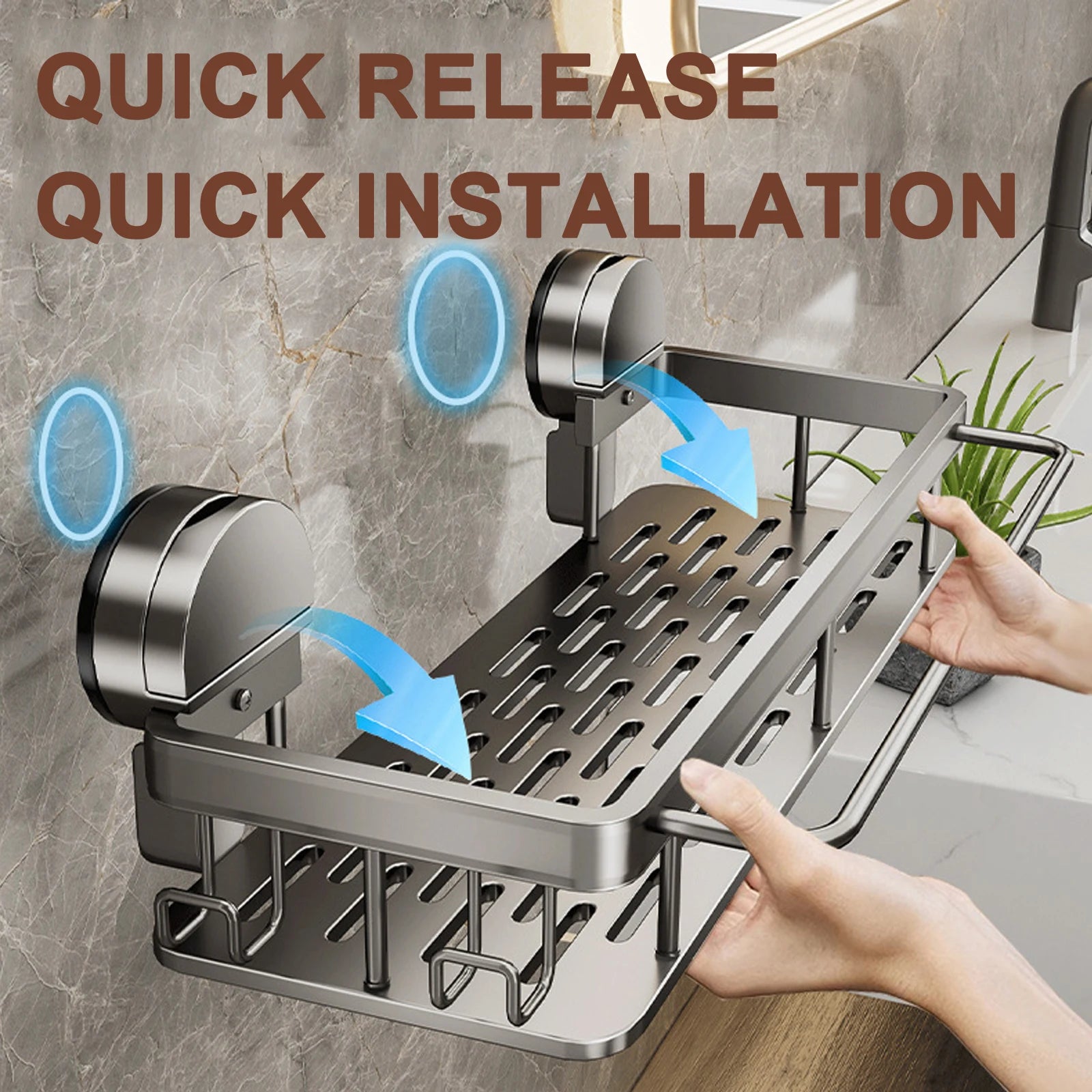 Bathroom Suction Cup Storage Rack Without Drilling Kitchen Toilet Shower Room Shampoo Holder Wall Mount Organizer Bathroom Shelf