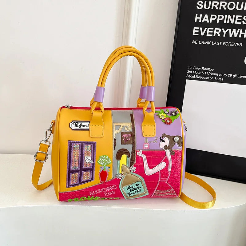 Fashion Women PU Leather Handbags Shoulder Bag Large Capacity Ladies Zipper Messenger Bags for Women Casual Boston Crossbody Bag