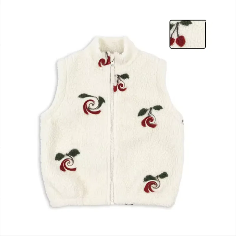 2025 KS Brand Winter Baby Girls Boys Lambswool Cherry Jackets Kids Clothes Boys Sequin Cartoon Outerwear Children's Coats 1-9Yrs