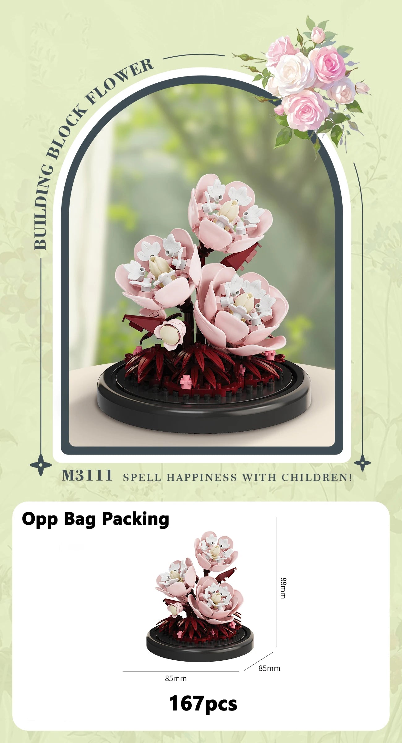 Eternal Flower Bouquet Bonsai Potted Plant Micro Building Blocks Model Home Decoration Puzzle Toys Kids Birthday Christmas Gifts