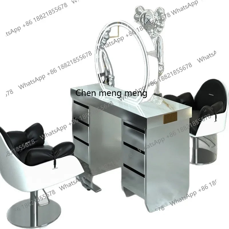 Barber shop hair salon special single and double-sided floor mirror table barber shop special hair mirror