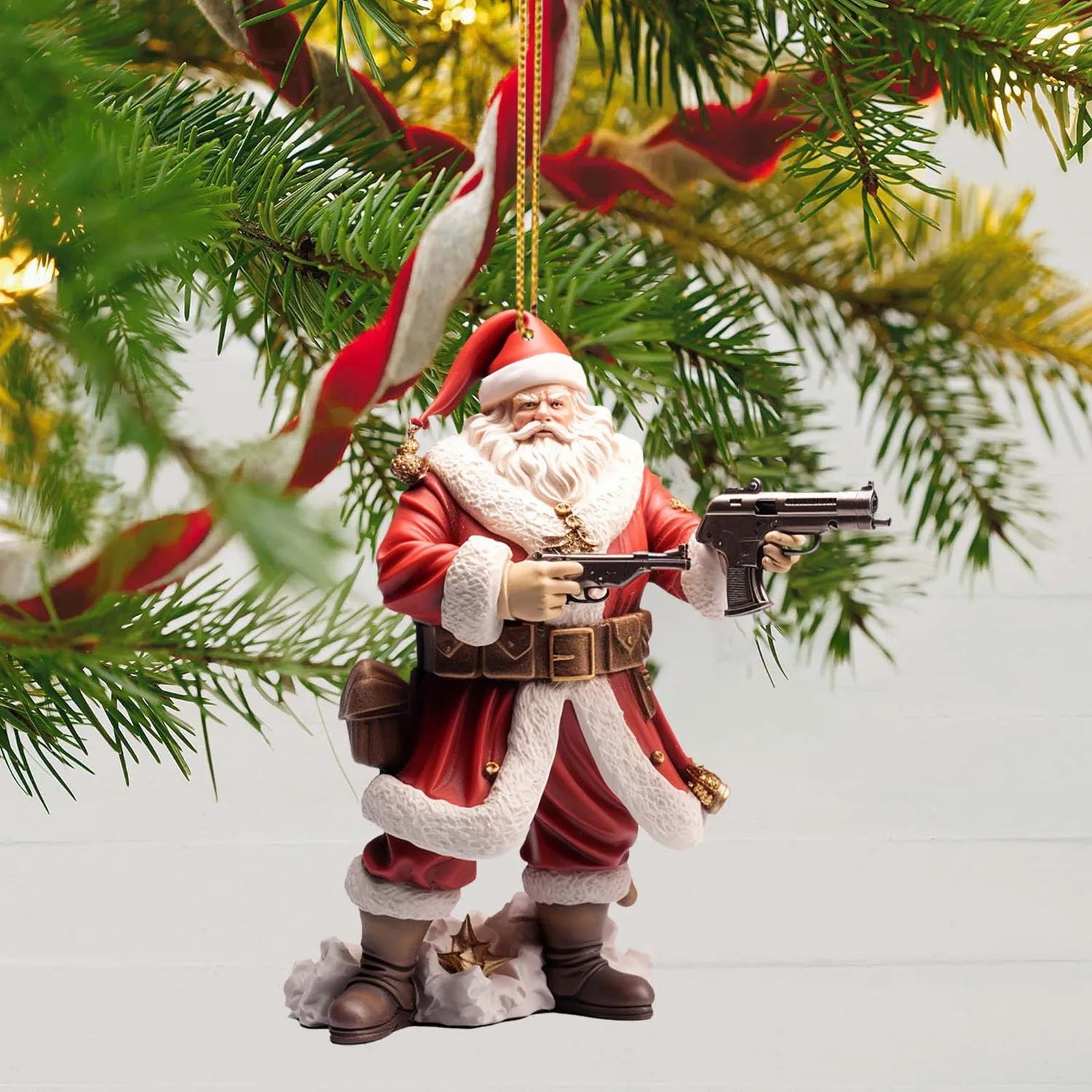 Cool And Imposing Santa Acrylic Material 2D Santa Cool Pendant Decoration Office Home Christmas Tree Decoration