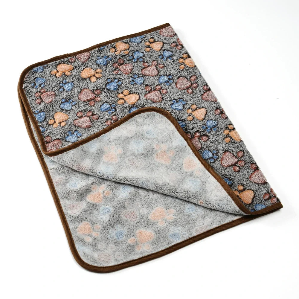 Warm Pet Cat Blanket Autumn Winter Cozy Thicken Fleece Kitten Footprint Bed Mat for Small Medium Big Cats Dog Chihuahua Supplies