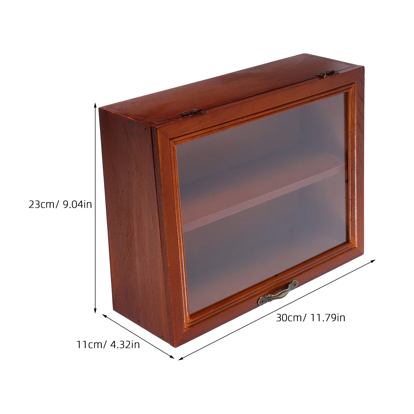 Wooden Display Cabinet With Acrylic Door 2 Tier Desktop Vintage Style Small Display Cabinet Desktop Organizer For Collectibles