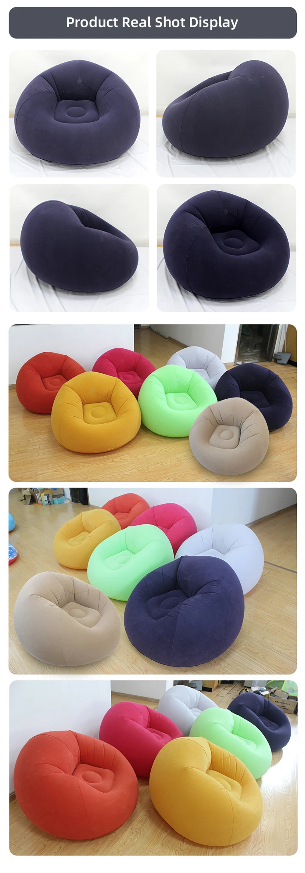 Inflatable Lazy Sofa Folding Portable Pvc Inflatable Air Chair for Living Room Outdoor Camping Convenient Beach Lounge Chair