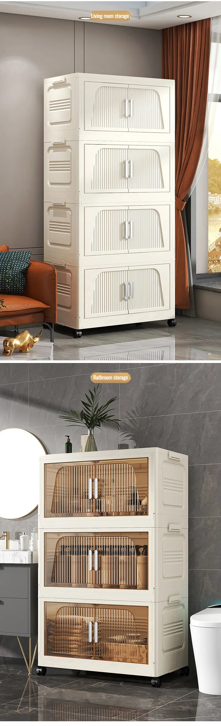 Multifunctional Foldable Storage Cabinet Children's Closet Large Capacity Space Closet Organizer Living Room Sundries Cabinet