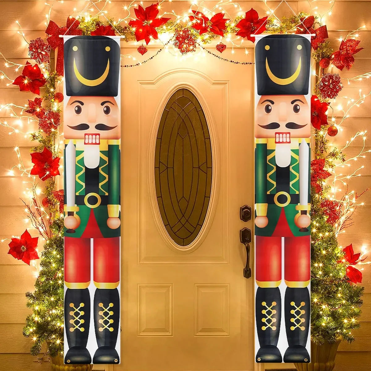 Nutcracker Santa Door Banner Decor 2025 Christmas Decorations for Home Xmas Hanging Ornaments Navidad Noel Gifts New Year 2026