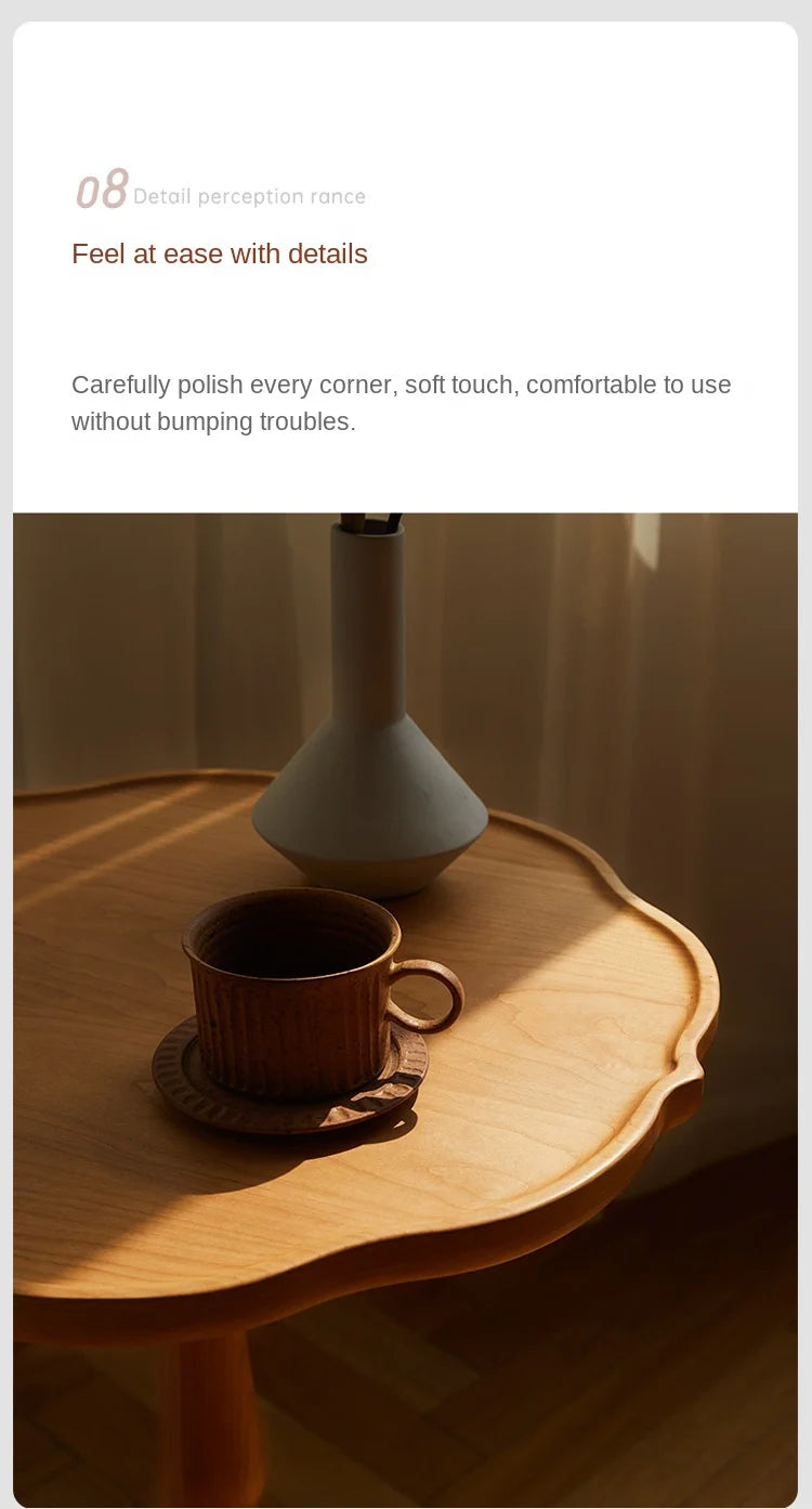 JOYLIVE Clarity Side Japanese Cherry Wood Side A Few Small Apartment Living Room Furniture Sofa Side Shelf Round Small Table New