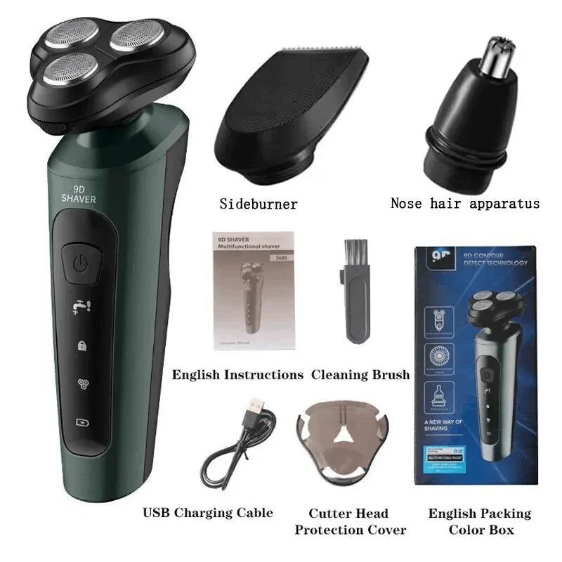 Electric Shavers for Men Waterproof Electric Trimmer Razor Wet &amp Dry Use Rechargeable Battery Rotary Shavers Machine Shaving