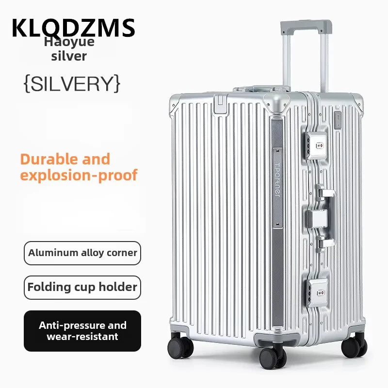 KLQDZMS Luggage 26"29"32 Inch Large Capacity Aluminum Frame Cart Case Cart Style Travel Bag Universal Wheel Rolling Suitcase