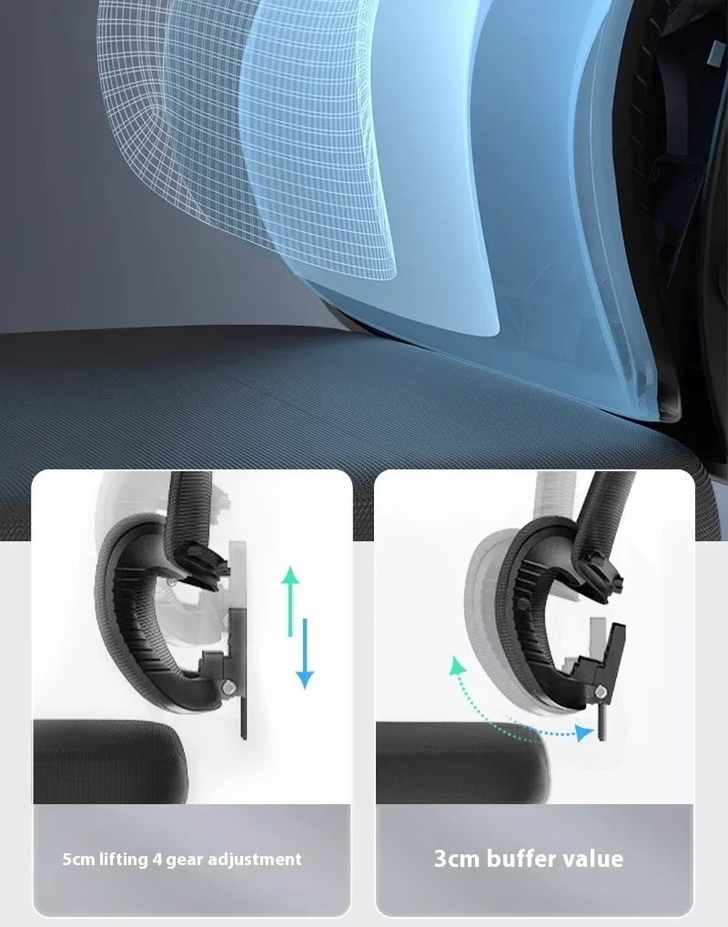 Ergonomic Office Chair Liftable Mesh Computer Chair with 4D Lumbar Support Home Office Swivel Chair with Latex Seat Cushion