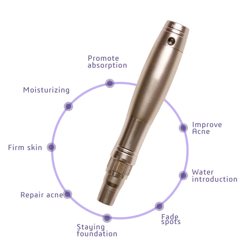 Professional Derma Pen Microneedle Pen With Needles Cartridges Skin Care Device Wireless Microneedling Machine Beauty Tool