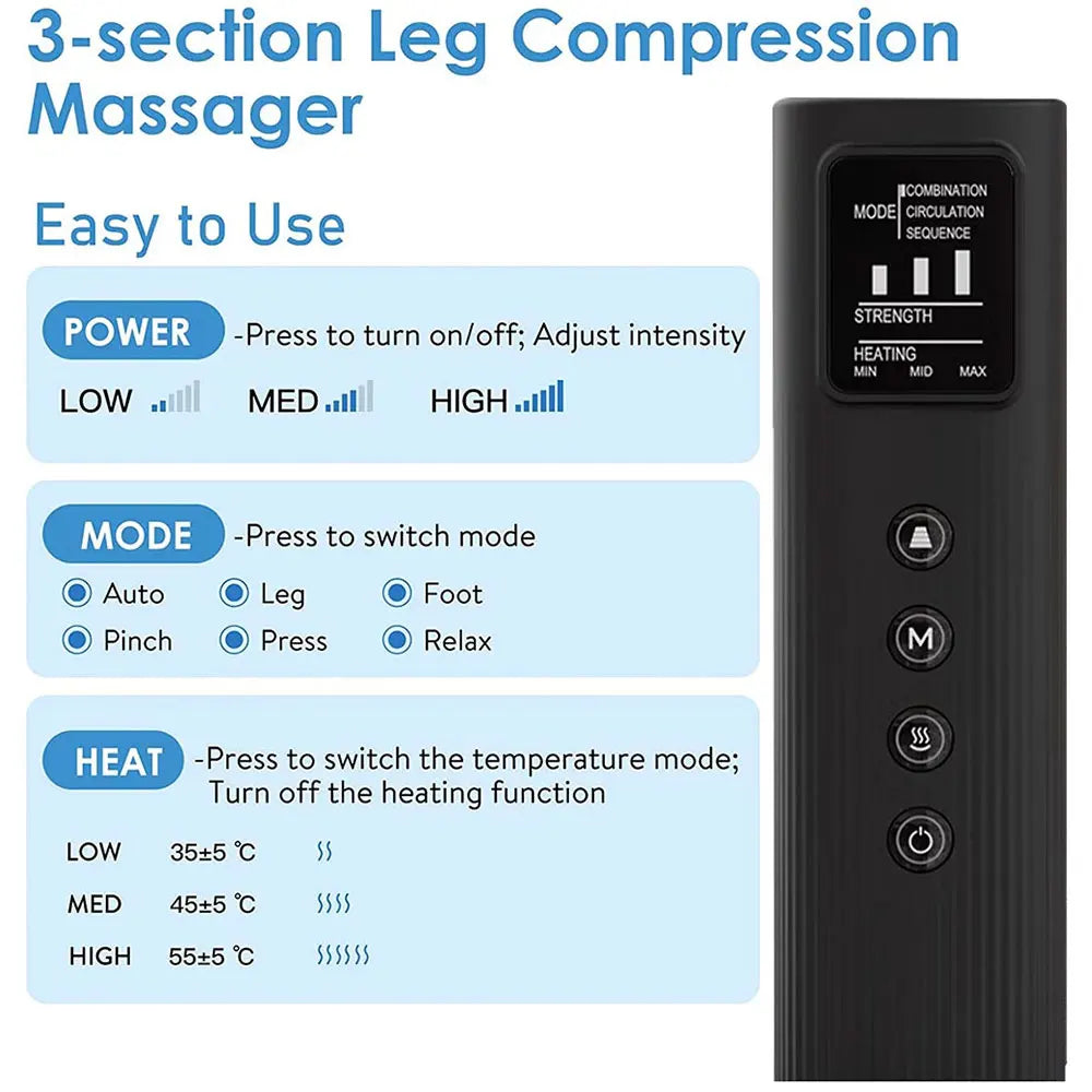 Electric Leg Muscle Relaxer 6 modes Air Compression Recovery Boot lymph Release Relieve Foot Fatigue Heating Leg Massager