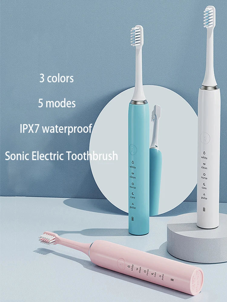 The New Ultrasonic Sonic Electric Toothbrush Rechargeable Tooth Brushes Adult Timer Brush Washable Electronic Whitening Teeth