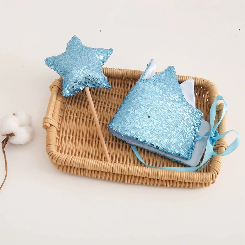 Baby Teddy Velvet Balloon Crown Hat Headwear Star Fairy Stick Happy Birthday Party Decoration Newborn Photography Accessories