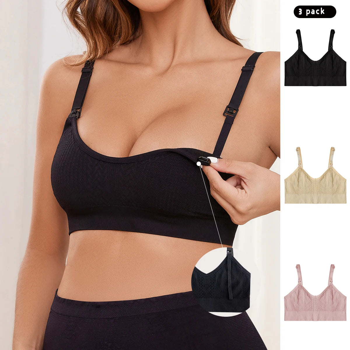 3 PCS Women's Nursing Bra Seamless Nursing Sports Bra Motherhood Maternity Bra Breathable Pregnant Women Breastfeeding Bra