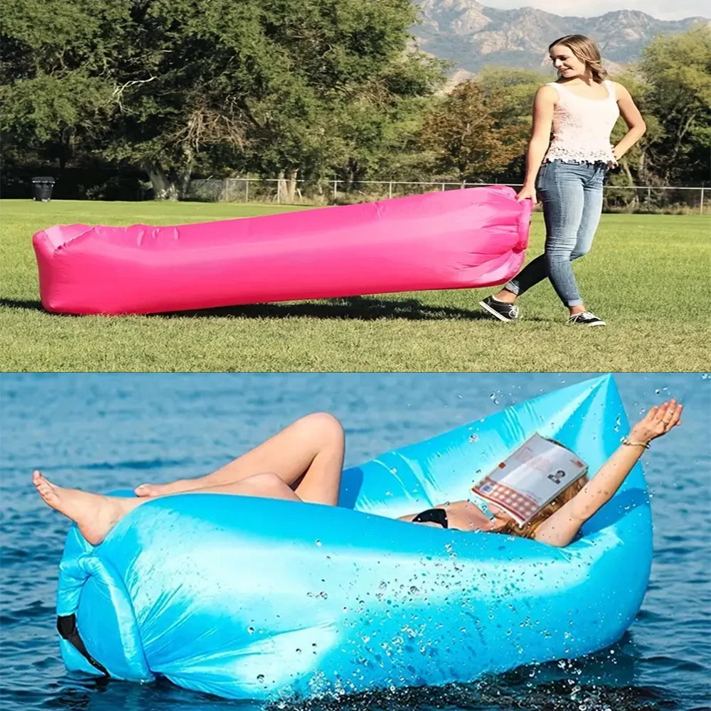 Inflatable Lounger Air Sofa Hammock, Inflatable Couch for Camping, Air Chair for Outdoor, Beach, Hiking, Picnics, Music Festival