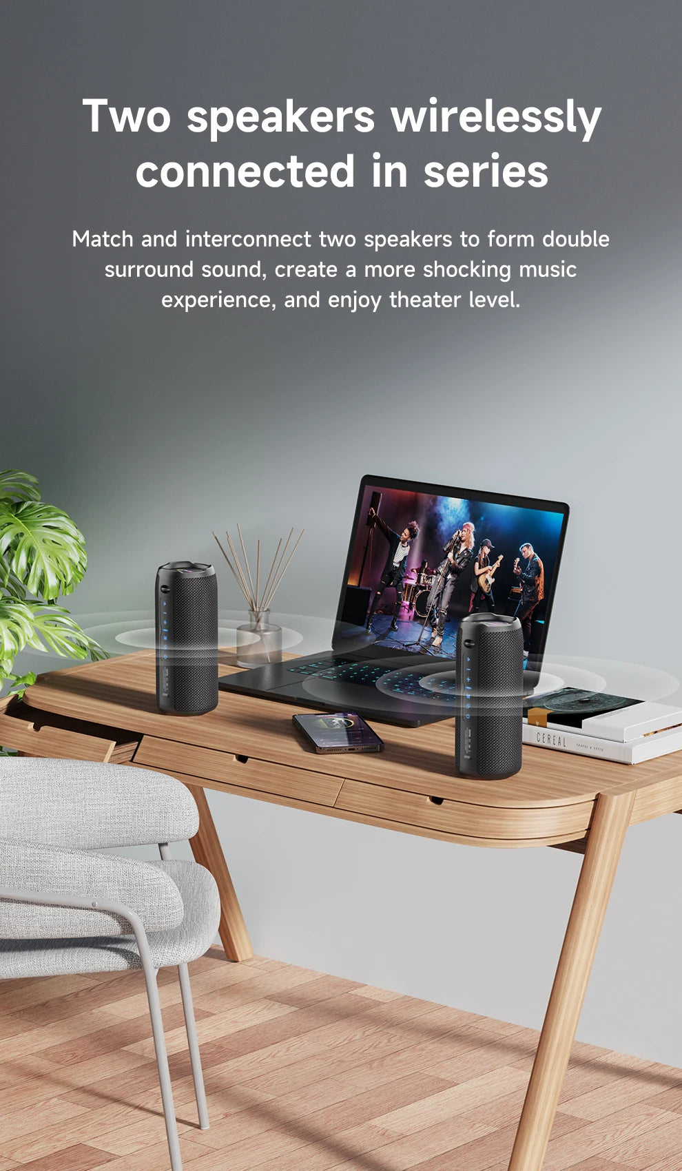 ZEALOT-S49PRO Portable Bluetooth Speaker 20W IPX6 Waterproof,Micro SD Card,AUX-in Plug,10H Playtime,RGB Light  Wireless Stereo