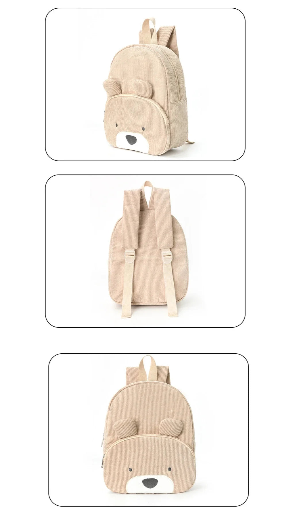 Personalized corduroy Backpack custom name embridery kindergarten schoolbags for children girls boys solid baby cute bags bear