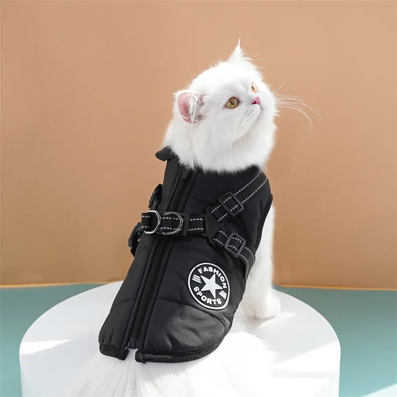 Winter Dog Clothes Puppy Cat Coat with Harness Waterproof Warm Cotton Jacket for Small Large Dogs Reflective Vest Pet Apparel