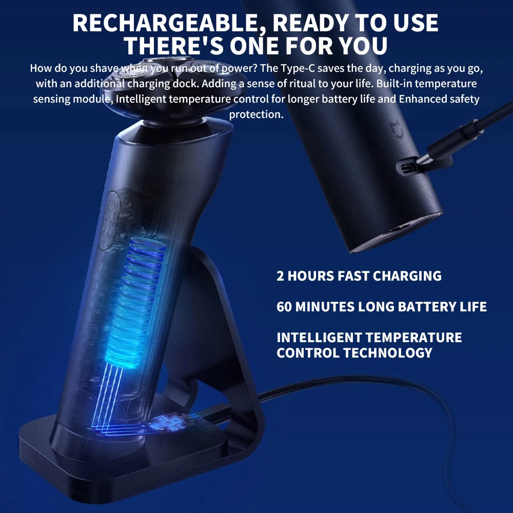 XIAOMI MIJIA Electric Shaver S700 Portable Flex Razor 3 Head Shaving IPX7 Waterproof Washable Beard Trimmer Trimer Cutter 30 day