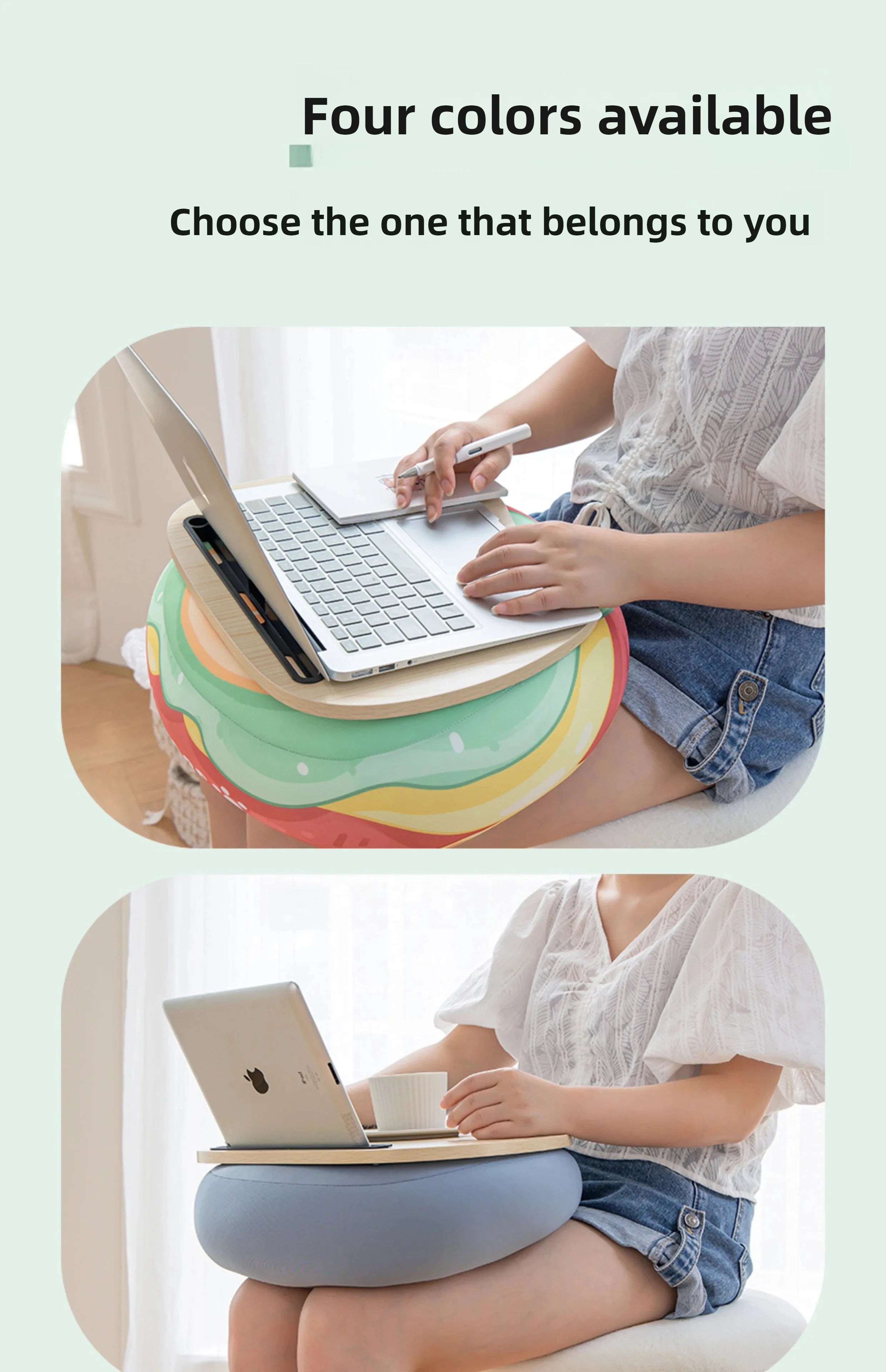 ‌Magnetic Snap-On Lap Desk Memory Foam Cushioned Laptop Tray Ergonomic Study Table for Bed/Couch/Dorm Anti-Slip Book Holder