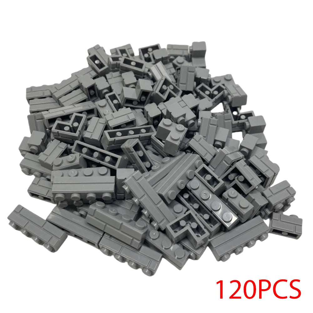 120PCS Random Striped Bricks MOC Building Blocks Toys Palace Castle Creative Figures Military City House Wall DIY Parts