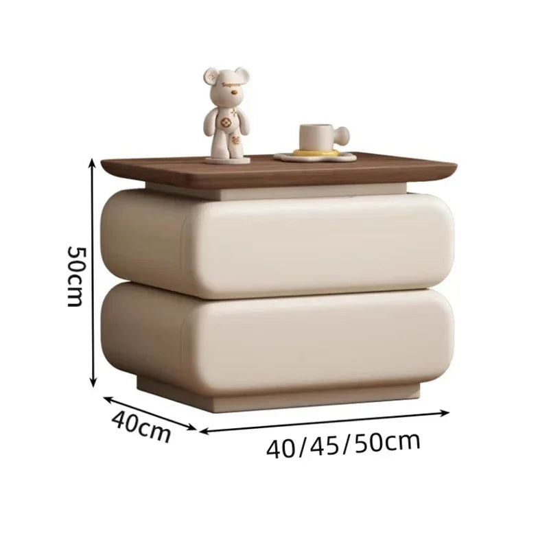 Cream Style Bedside Table Space Saving Nordic Trendy Unique Nightstands Storage Drawers Mesita De Noche Bedroom Furniture