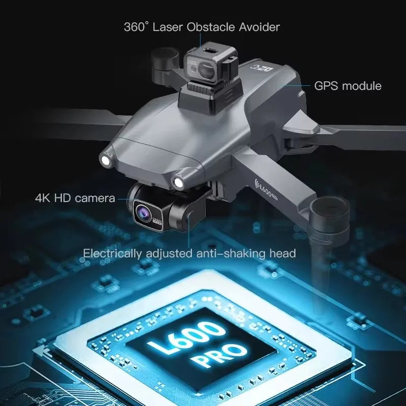 L600 PRO GPS Drone Professional 4K HD Dual Camera 360° Obstacle Avoidance Brushless Motor 5G WIFI FPV RC Quadcopter Toys Dron