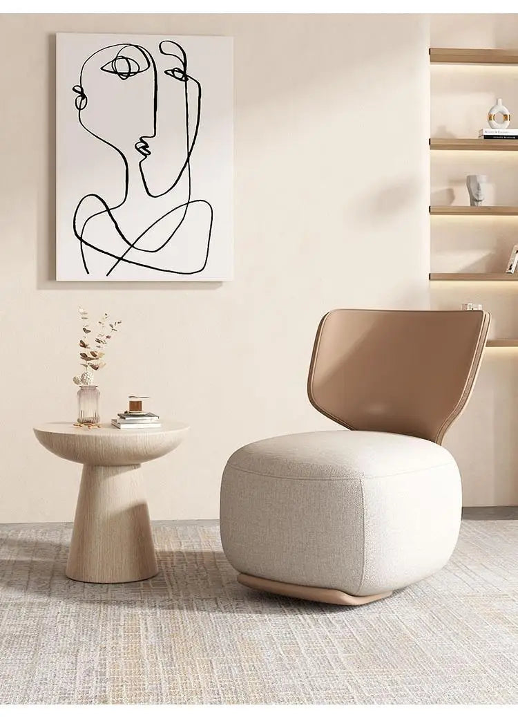 Log Light Luxury First Class Cabin Lounge Sofa Chair Nordic Living Room  Fabric Low Stool Balcony Leisure Armchair 2023 New