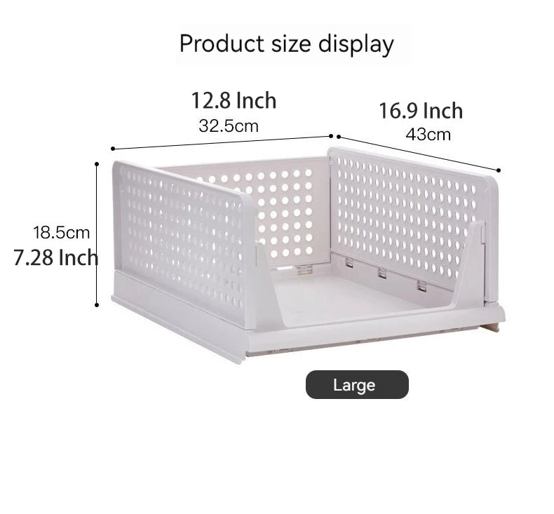 6 Pack Folding Closet Organizers Storage Box, Stackable Plastic Storage Basket, Closet Organizers and Storage Drawer Shelf Stora