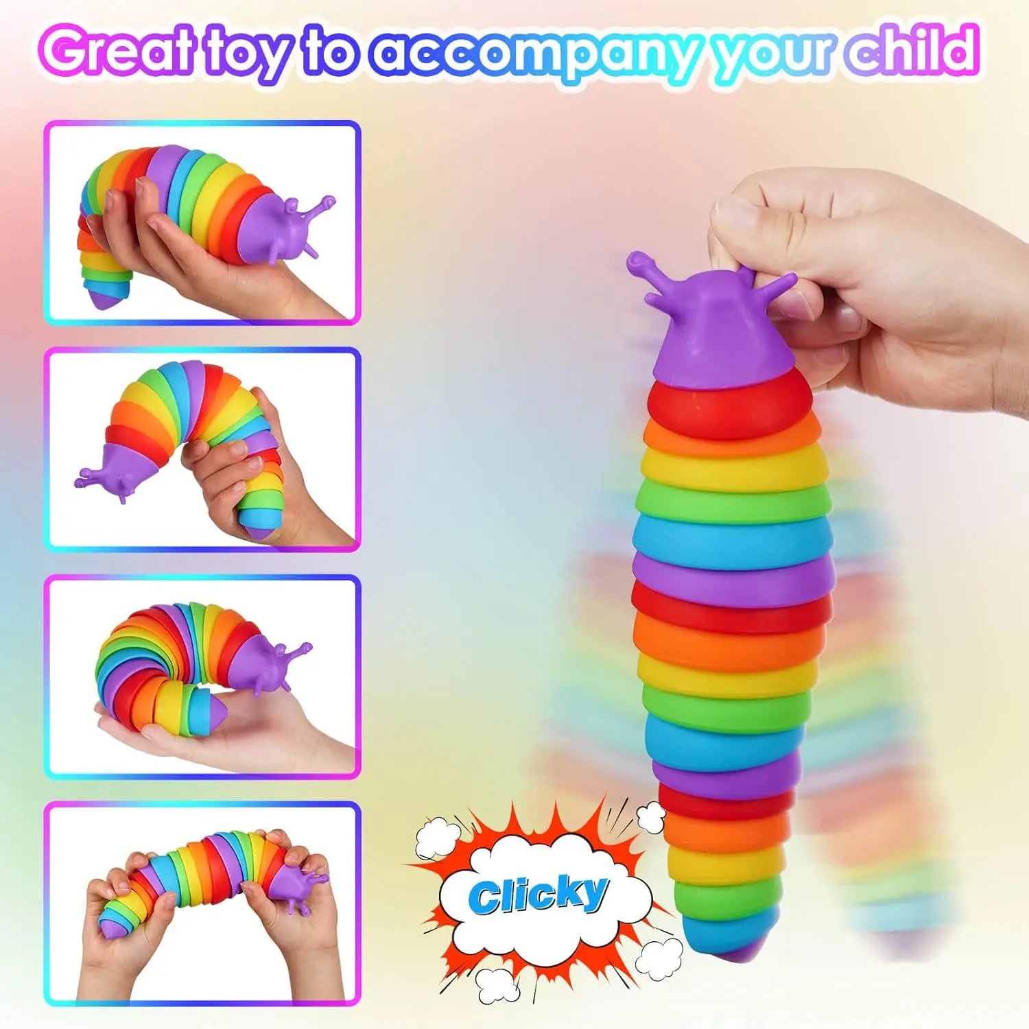 Colorful Simulation Caterpillar Antistress Toy Funny Fidget Decompression Articulated 3D Stress Reliever Gift Toy for Kids Adult
