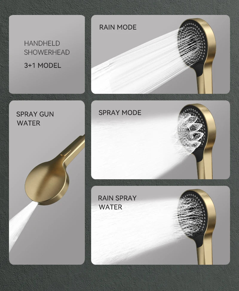 Luxury Ceiling Shower System Set Concealed Thermostatic Brass Digital Display Hydro Generator Rainfall  with Light and Bluetooth