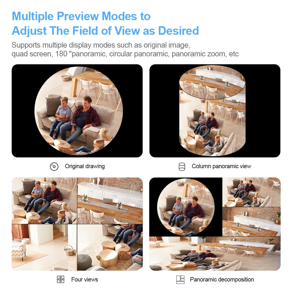 V380 PRO App 360 Panoramic View Bulb 3MP Camera Night Vision WiFi CCTV Fisheye Len Flood Light Camera