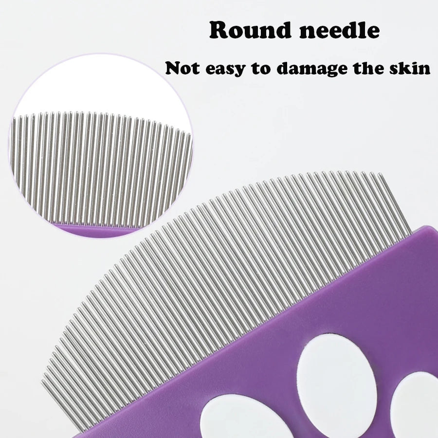 Pet Grooming Comb - Flea Comb for Cats & Dogs, Curved Design for Face & Body, Mini Detangling Brush for Pets