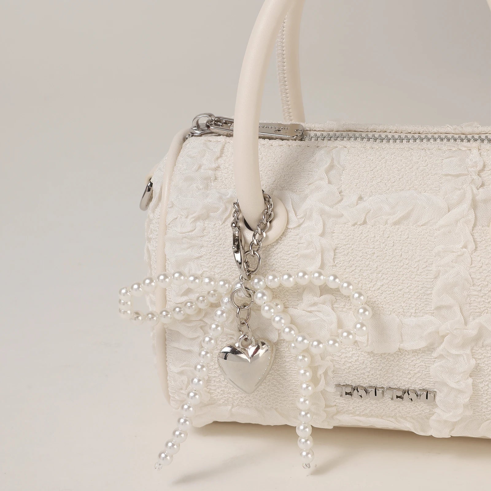 TOUTOU Women Boston Bowling Bag Charm Original Designer Brand White Handbag Adjustable Shoulder Strap Teacher Christmas Gift