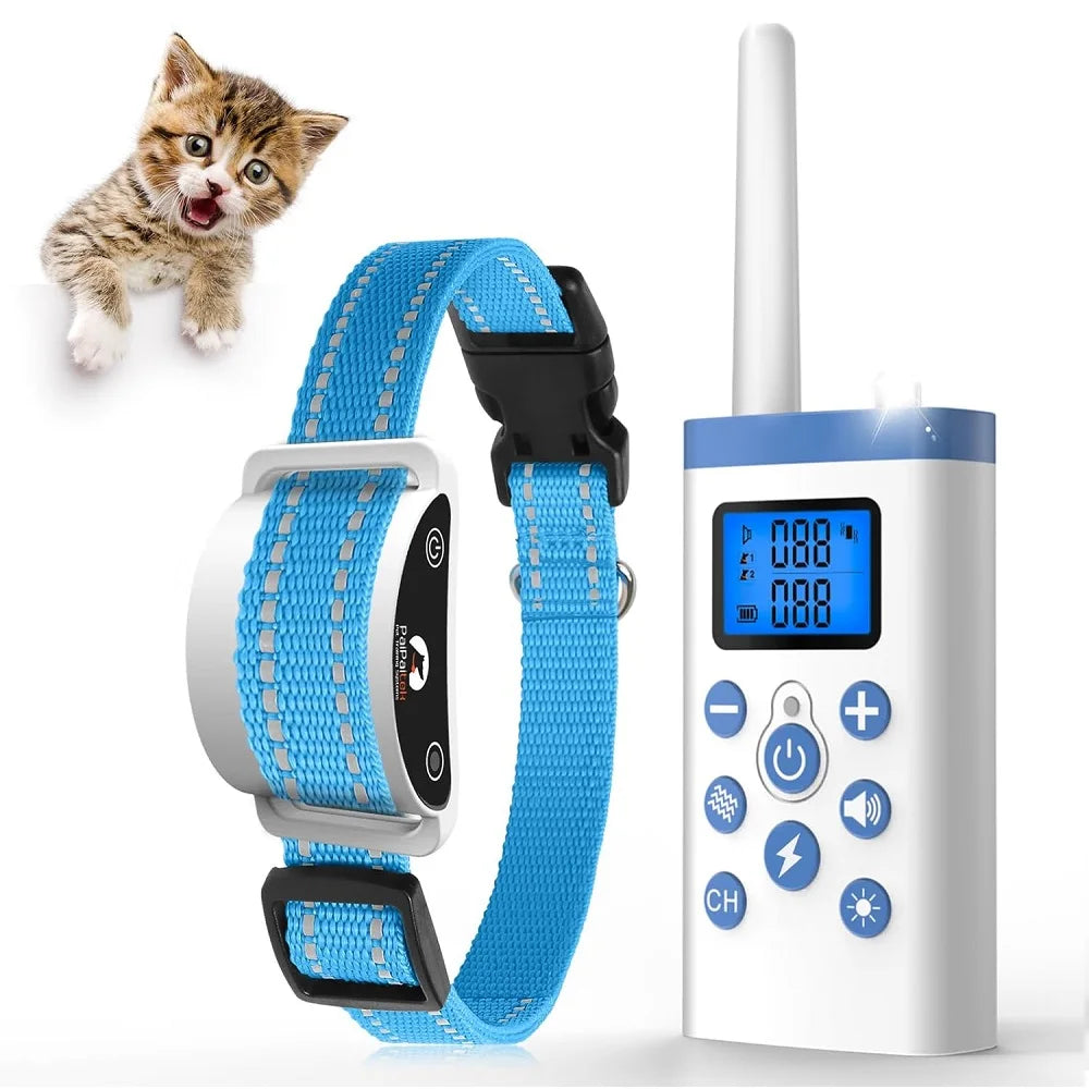PaiPaitek Cat Training Collar,Cat Shock Collar with Remote ,Cat Stop Meowing Collar, Remote Control/Automatic Anti-Meow for Cats