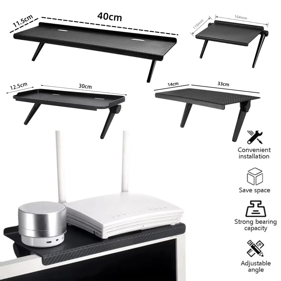 Adjustable TV/Monitor Top Shelf Organizer - Universal Space-Saving Rack for Router, Media Box,Accessories & Cable Management